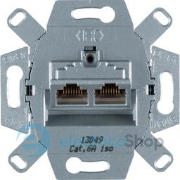 Розетка UAE, 2xRG45, Cat.6, Class A, 8/8-контактна екранована мережева розетка, Hager WDF410862