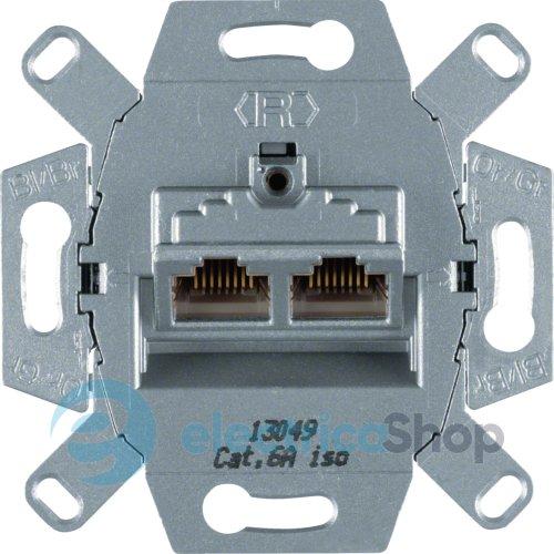 Розетка UAE, 2xRG45, Cat.6, Class A, 8/8-контактна екранована мережева розетка, Hager WDF410862