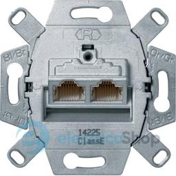 Розетка UAE, 2xRG45, Cat.6, Class E, 8/8-контактна екранована мережева розетка, Hager WDF410866