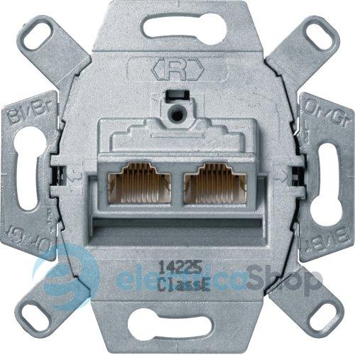 Розетка UAE, 2xRG45, Cat.6, Class E, 8/8-контактна екранована мережева розетка, Hager WDF410866