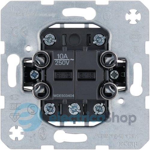 Груповий перемикач 2-кл. кнопка, 4НВ контакти, 10A/250V, IP20 WDE503404 Hager