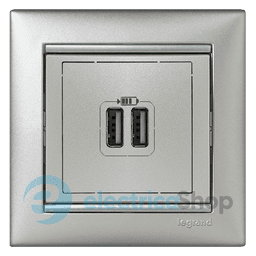 Розетка USB (2 виходи) Valena Legrand 770270, колір алюміній металік