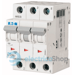 Автоматичний вимикач Eaton PL7, 3 полюси 10 Ампер тип C, 10kA