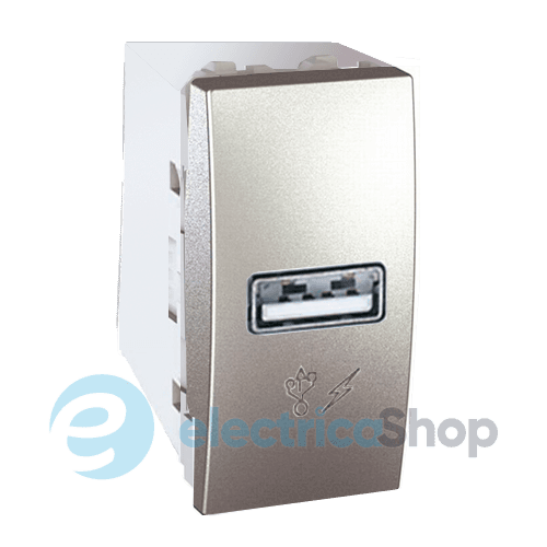 Розетка USB-вихід для зарядки 1-модуль. Unica алюміній MGU3.428.30