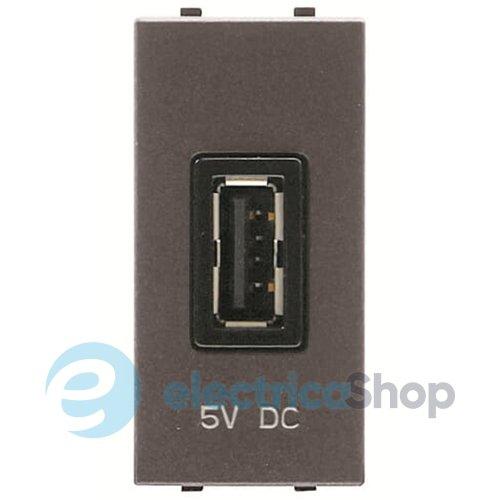 Розетка USB 1-мод. Abb Zenit, колір антрацит