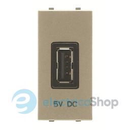 Розетка USB 1-мод. Abb Zenit, колір шампань