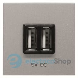Розетка USB 2-мод. Abb Zenit, колір сріблястий