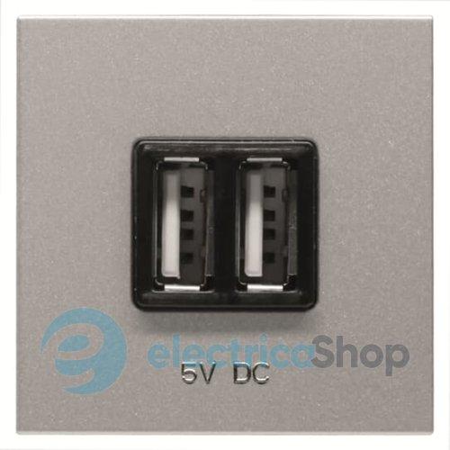 Розетка USB 2-мод. Abb Zenit, колір сріблястий