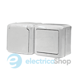 Вимикач 1-кл + розетка із заземленням IP44 Forix™ 782371, колір білий