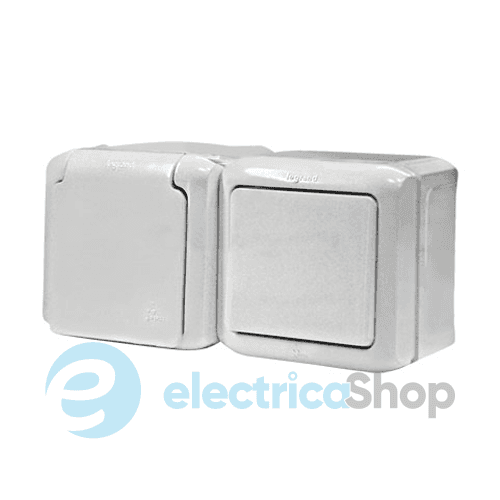 Вимикач 1-кл + розетка із заземленням IP44 Forix™ 782371, колір білий