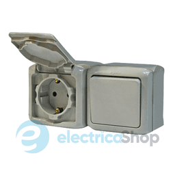 Вимикач 1-кл + розетка із заземленням IP44 Forix™ 782391, колір сірий