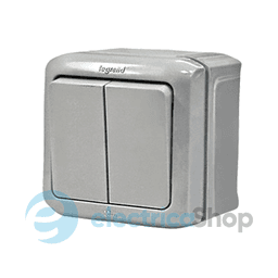 Перемикач накладний 2-клавішний IP44, Forix™ 782381, колір сірий