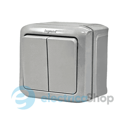 Перемикач накладний 2-клавішний IP44, Forix™ 782381, колір сірий