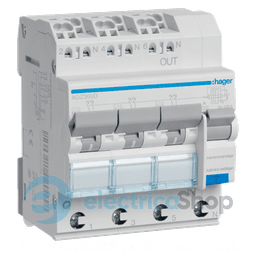 Диференційний автомат 3x(1P+N), 10А, C, 30mA, A, 6kA QuickConnect Hager ADZ360D