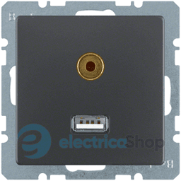 Розетка USB/3.5мм аудіо, антрацит, Q.1/Q.3 3315396086