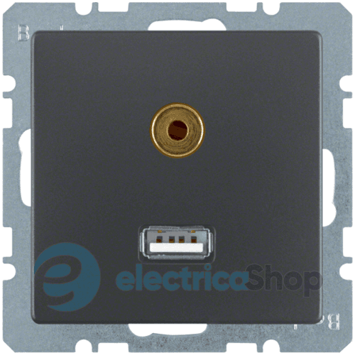 Розетка USB/3.5мм аудіо, антрацит, Q.1/Q.3 3315396086