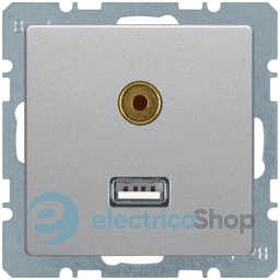 Розетка USB/3.5мм аудіо, алюміній, «Q.1»/«Q.3»/«Q7» 3315396084