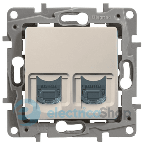 Розетка інтернет подвійна RJ-45, UTP, кат. 6, Legrand Etika (слонова кістка)
