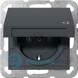 Розетка із з/к 16А/250V та кришкою, System 55 Gira 445428, антрацит