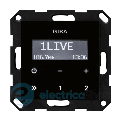 Радіо з функцією RDS, System 55, Gira 228405 зовнішній вигляд чорного скла