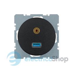 Розетка USB / 3.5мм аудіо, чорний R.1, R.3, 3315392045
