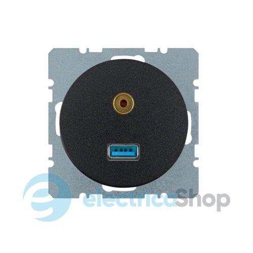 Розетка USB / 3.5мм аудіо, чорний R.1, R.3, 3315392045