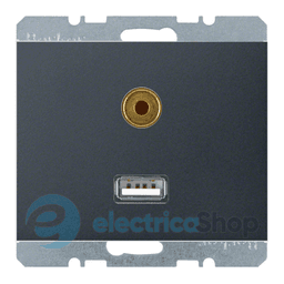 Розетка USB/3.5мм аудіо, антрацит, «K.1» 3315397006