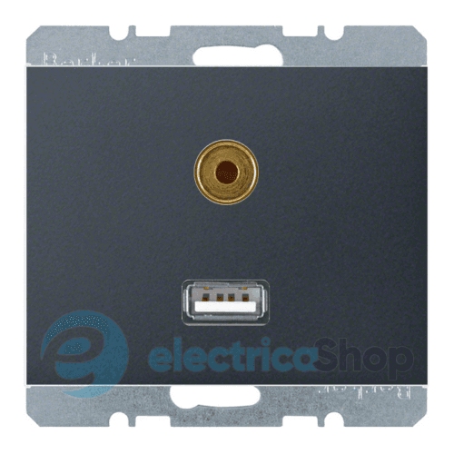 Розетка USB/3.5мм аудіо, антрацит, «K.1» 3315397006