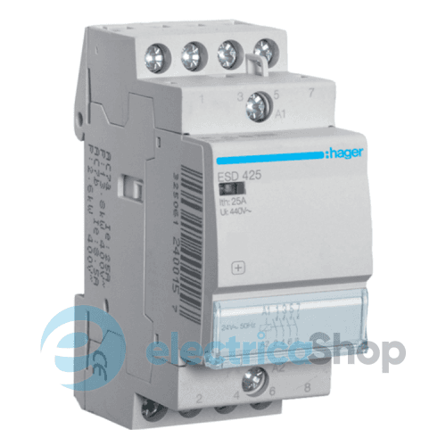 Контактор 25A, 4НВ, 24В, Hager ESD425