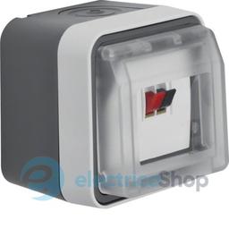 Розетка для гучномовця одинарна, IP55, сіра, W.1