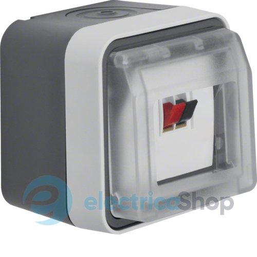 Розетка для гучномовця одинарна, IP55, сіра, W.1