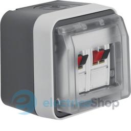 Розетка для гучномовця подвійна, IP55, сіра, W.1