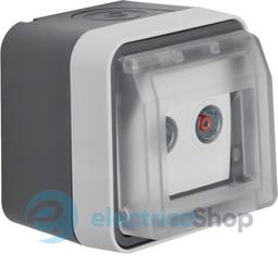 Розетка антенна, 2 отвори, прохідна, IP55, сіра, W.1