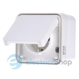 Розетка з з/к IP55, полярна біла, 16А/250В W.1