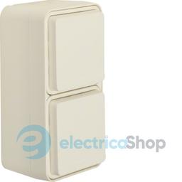 Розетка з з/к подвійна вертикальна IP55, полярна біла, 16А/250В W.1