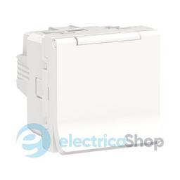 Розетка із заземлен., з шторками, з кришкою, 16 А, 250 В, IP40, Unica New білий