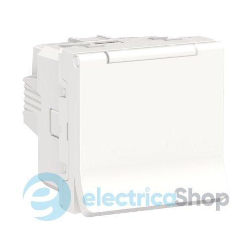 Розетка із заземлен., з шторками, з кришкою, 16 А, 250 В, IP40, Unica New білий