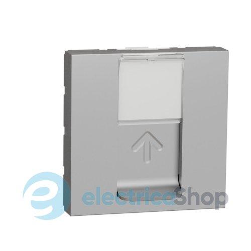 Розетка комп'ютерна, RJ45, одиночна, кат. 6 UTP, 2-мод., Unica New алюміній