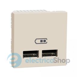 Розетка USB, 2-місна, 5 В / 2100 мА, Unica New бежевий
