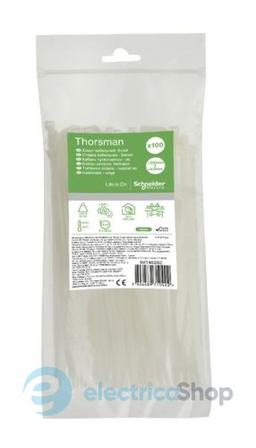 Хомут кабельний Thorsman 200х4.8 білий (100шт)