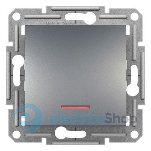 Вимикач кнопковий з підсв. 1-кл. для серії Asfora Schneider Electric EPH1600162 сталь