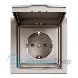 Розетка із заземленням і з шторками IP44 «Asfora», (колір бронза) EPH3100369