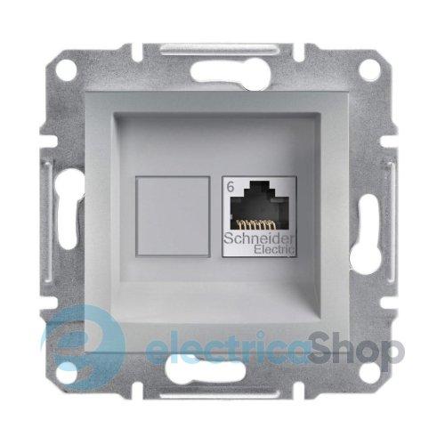 Розетка комп'ютерна 1-я RJ45 кат.6/UTP«Asfora», (колір алюміній) EPH4700161