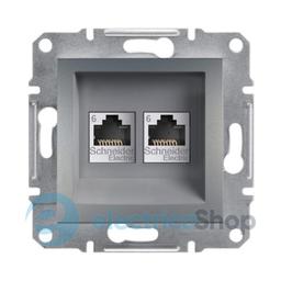 Розетка комп'ютерна 2-я RJ45 кат.6/UTP«Asfora», (колір сталь) EPH4800162