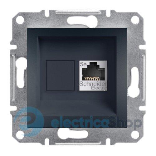 Розетка комп'ютерна 1-я RJ45 кат.5Е/STP екран «Asfora», (колір антрацит) EPH5000171