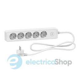 Подовжувач UNICA EXTEND (Schneider Electric) на 5 розеток з заземленням, 1.5 м, білий, ST9451W