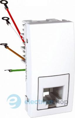 Розетка телефонна RJ-11. 1-м. Unica білий MGU3.490.18