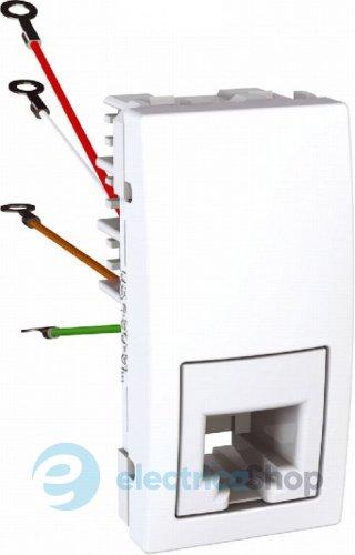 Розетка телефонна RJ-11. 1-м. Unica білий MGU3.490.18