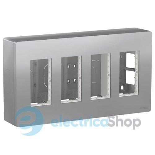 Блок unica system+ відкр.вст. 4х2 . Unica New, NU124430, алюміній