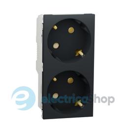 Подвійна розетка 45° з шт., з з/к. Unica New, NU306754A, антрацит
